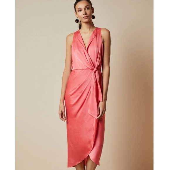 Ted Baker Pohshan Keyhole Wrap Midi Dress in Pink - Picture 2 of 9